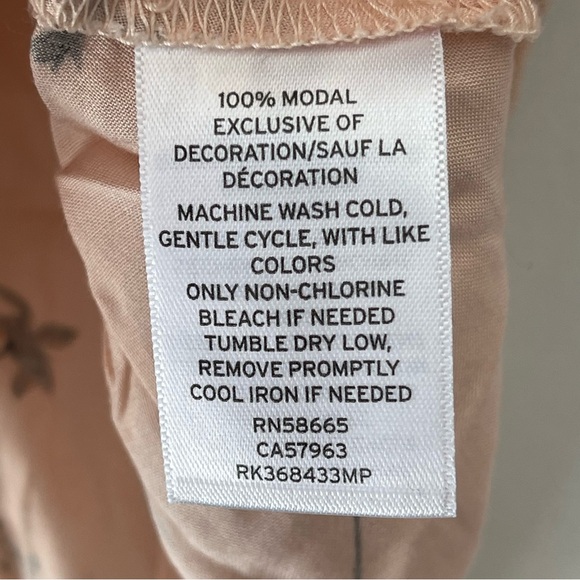 Melrose And Market Floral Babydoll Top Womens Small Petite Blush Short Sleeve - Picture 5 of 8